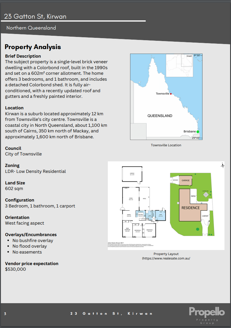 Property & Location Report- Investor